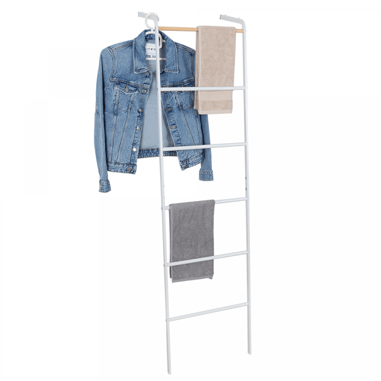 Věšák / žebřík BUNY. Bílý / vzor / kov