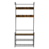 Věšák s botníkem, černý kov/MDFrustikální dřevo, KELAM Věšák s botníkem, černý kov/MDFrustikální dřevo, KELAM