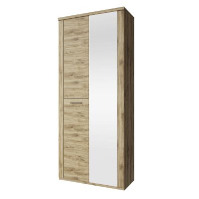 Šatní a policová skříň DORSI 2D se zrcadlem. Dub navarra