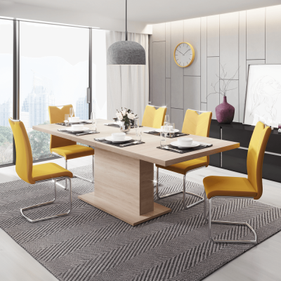 Rozkládací jídelní stůl BOBA 160x90 na 200x90. Dub sonoma