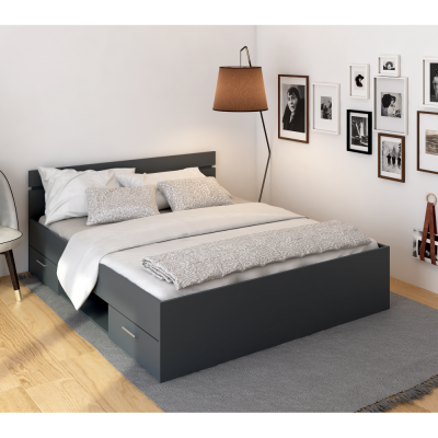 Manželská postel MICHIGAN 160x200 s úložným prostorem. Grafit