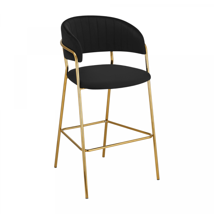 Designová barová židle, černá Velvet látka/gold chrom zlatý, DASMIN TYP 2