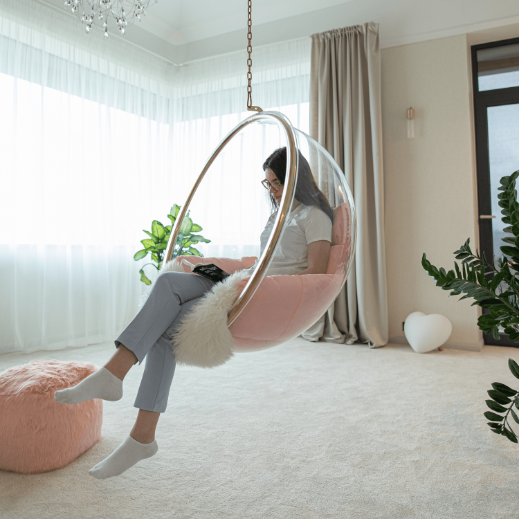 Závěsné křeslo, transparentní/zlatá/růžová, BUBBLE NEW TYP 1 Závěsné křeslo, transparentní/zlatá/růžová, BUBBLE NEW TYP 1
