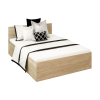 Dvoulůžková postel DOLI 140x200 s kovovým roštem a úložným prostorem. Dub sonoma