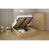 Dvoulůžková postel DOLI 140x200 s kovovým roštem a úložným prostorem. Dub sonoma