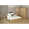 Postel s kovovým roštem a úložným prostorem, 160x200, dub sonoma, DOLI