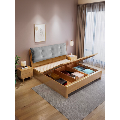 Manželská postel FLORENC 160x200 s úložným prostorem, včetně roštu. Masivní dřevo/přírodní