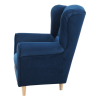 Křeslo ušák CHARLOT. Látka modrá
