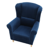 Křeslo ušák CHARLOT. Látka modrá