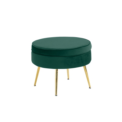 Luxusní taburet NOBLIN. Smaragdová Velvet látka/chrom zlatý, Art-deco