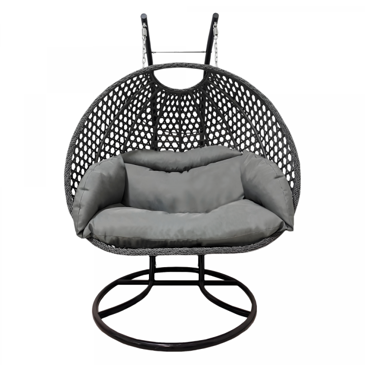 Závěsné dvojkřeslo DAKAN včetně stojanu. Černá/šedá/tmavě šedá