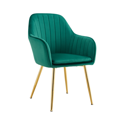 Designové jídelní křeslo ADLAM. Smaragdová Velvet látka / gold kov-zlatý