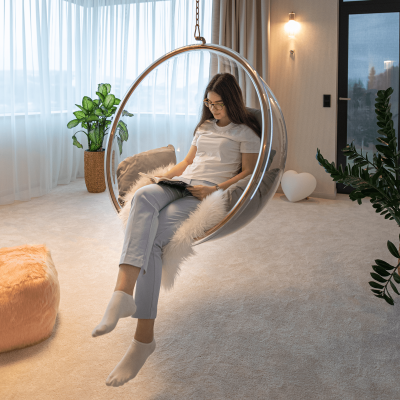 Závěsné křeslo BUBBLE NEW I. Transparentní/zlatá/šedá