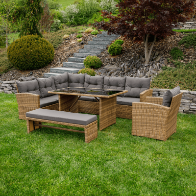 Zahradní ratanový set SAGIR. Šedohnědá/světle hnědá