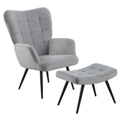 Křeslo HABEN s podnoží. Šedá Velvet látka/černá