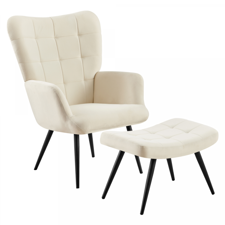 Křeslo HABEN s podnoží. Bílá Velvet látka/černá