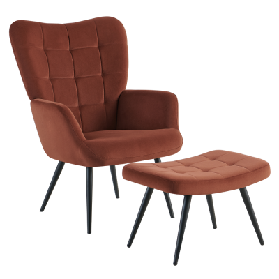 Křeslo HABEN s podnoží. Hnědá Velvet látka/černá
