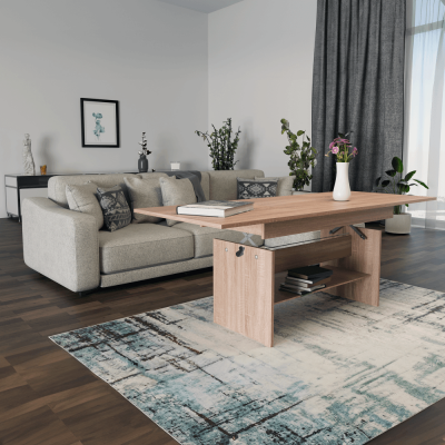 Rozkládací jídelní/konferenční stůl LAVKO 120-160x70. Dub sonoma