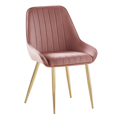 Jídelní židle PERLIA. Růžová Velvet látka/gold chrom-zlatý