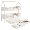 Montessori patrová postel VENITA s přistýlkou včetně roštu. Bílá