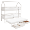 Montessori patrová postel VENITA s přistýlkou včetně roštu. Bílá