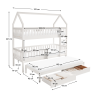 Montessori patrová postel VENITA s přistýlkou včetně roštu. Bílá