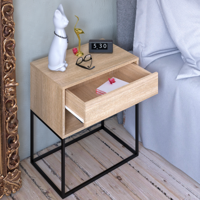 Příruční stolek ARTI se zásuvkou. Dub sonoma/černá