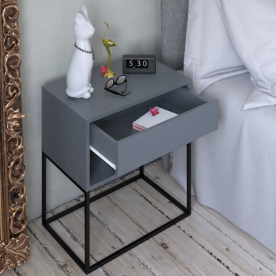 Příruční stolek ARTI se zásuvkou. Grafit/černá
