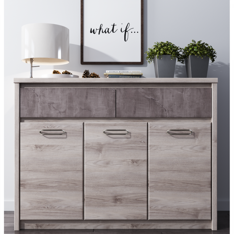 Komoda JESI 3D se 2 zásuvkami. Kaštan nairobi/onyx