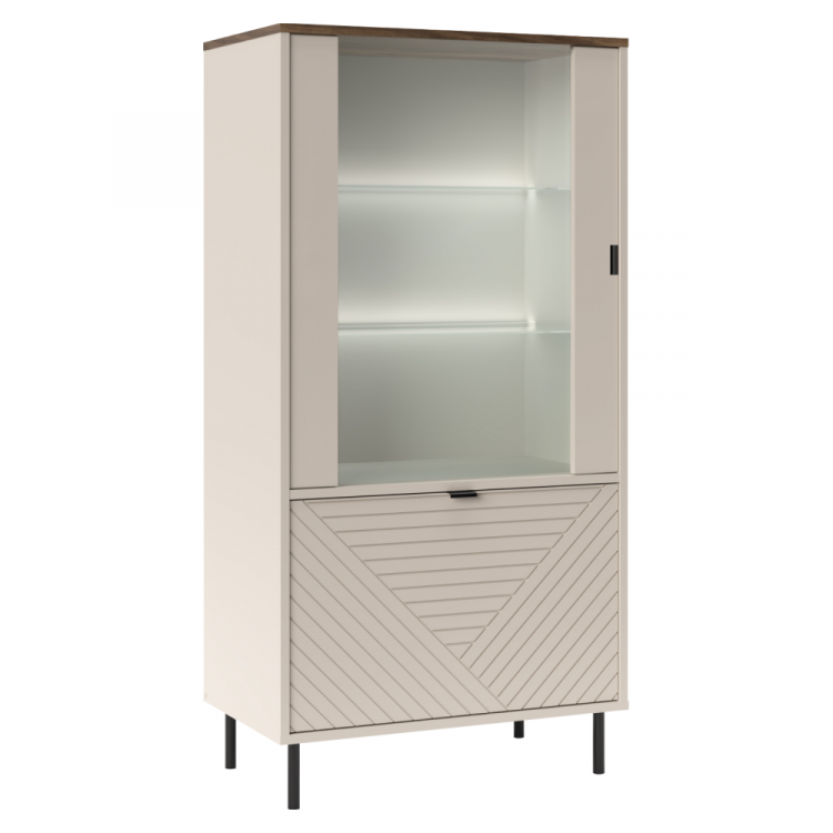 Nízká vitrína EYCO kašmír / dub Castello