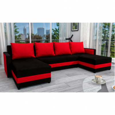 Univerzální rozkládací sedací souprava PAULITA U s úložným prostorem. Šedá/bílá