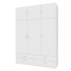 Šatní a policová skříň GERI 3D se šuplíky. Bílá