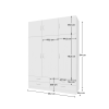 Šatní a policová skříň GERI 3D se šuplíky. Bílá