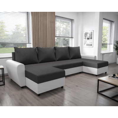 Univerzální rozkládací sedací souprava DAKAR U s úložným prostorem. Šedá/bílá