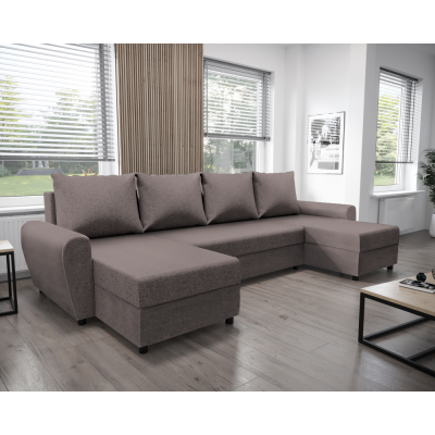 Univerzální rozkládací sedací souprava DAKAR U s úložným prostorem. Šedobéžová