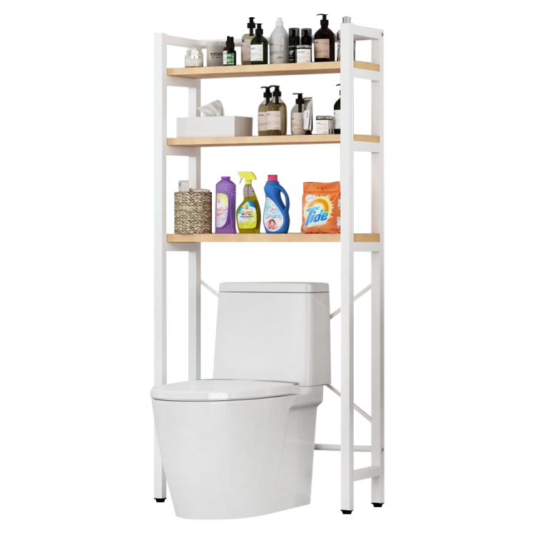 Regál nad WC, dub natural/bílá, BALRAM Regál nad WC, dub natural/bílá, BALRAM