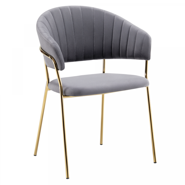 Designové jídelní křeslo, šedohnědá Velvet látka/gold chrom zlatý, DASMIN TYP 1 Designové jídelní křeslo, šedohnědá Velvet látka/gold chrom zlatý, DASMIN TYP 1