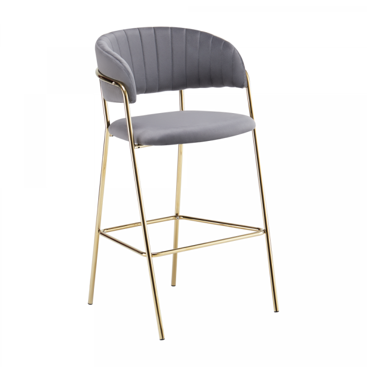 Designová barová židle, šedohnědá Velvet látka/gold chrom zlatý, DASMIN TYP 2 Designová barová židle, šedohnědá Velvet látka/gold chrom zlatý, DASMIN TYP 2