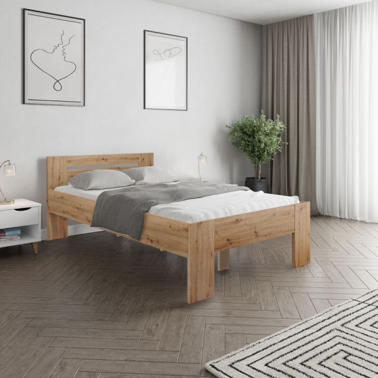 Postel, 120x200, dub artisan, BASIS