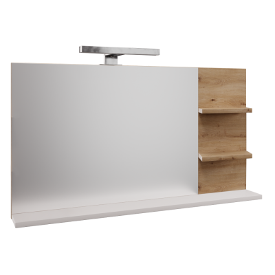 Zrcadlo s LED osvětlením, bílá/dub artisan, CUBO CUB04 Zrcadlo s LED osvětlením, bílá/dub artisan, CUBO CUB04