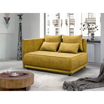 Rozkládací pohovka LIAMI L s úložným prostorem. Hořčicová