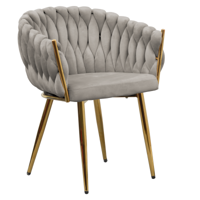 Jídelní křeslo, šedohnědá Taupe Velvet látka/gold chrom zlatý, DEILA Jídelní křeslo, šedohnědá Taupe Velvet látka/gold chrom zlatý, DEILA