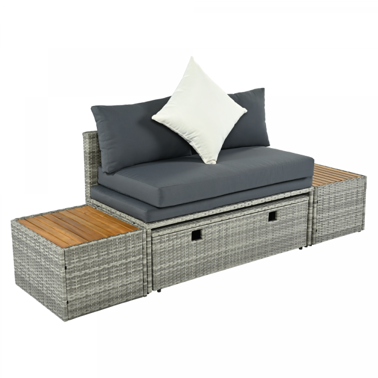 Zahradní ratanový set DEBRA. Šedá/přírodní/krémová