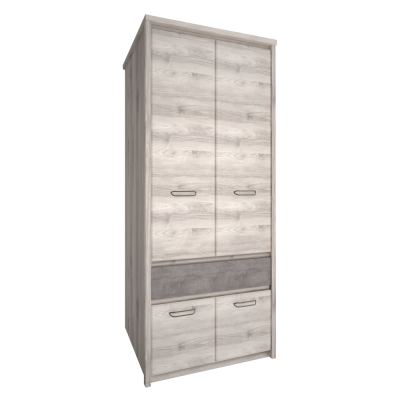 Šatní skříň JESI 4D se zásuvkou. Kaštan nairobi/onyx