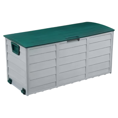 Zahradní úložný box, šedá/zelená, KORTEZ