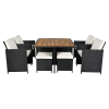 Zahradní ratanový set MELFORD. Akáciové dřevo, černá/krémová/přírodní