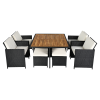 Zahradní ratanový set MELFORD. Akáciové dřevo, černá/krémová/přírodní