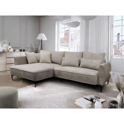 Rozkládací rohová sedací souprava MURIEL L s úložným prostorem. Šedobéžová Taupe