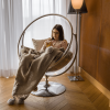Závesné kreslo so stojanom, transparentná/strieborná/sivá, BUBBLE NEW TYP 2 Závesné kreslo so stojanom, transparentná/strieborná/sivá, BUBBLE NEW TYP 2