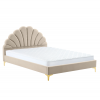 Postel ISADORA 160x200 béžová Velvet – čalouněná postel s čelem ve tvaru mušle